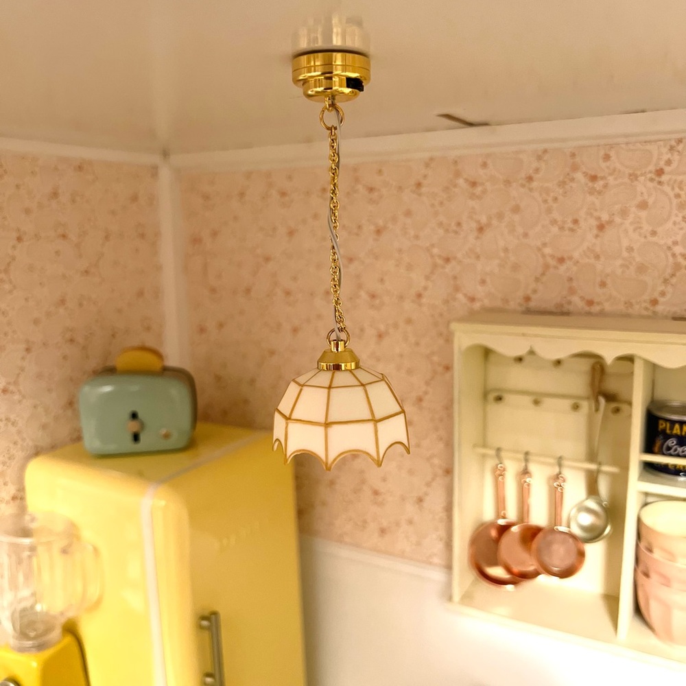 1:12 Dollhouse Mini Chandelier Ceiling Lamp LED Lamp